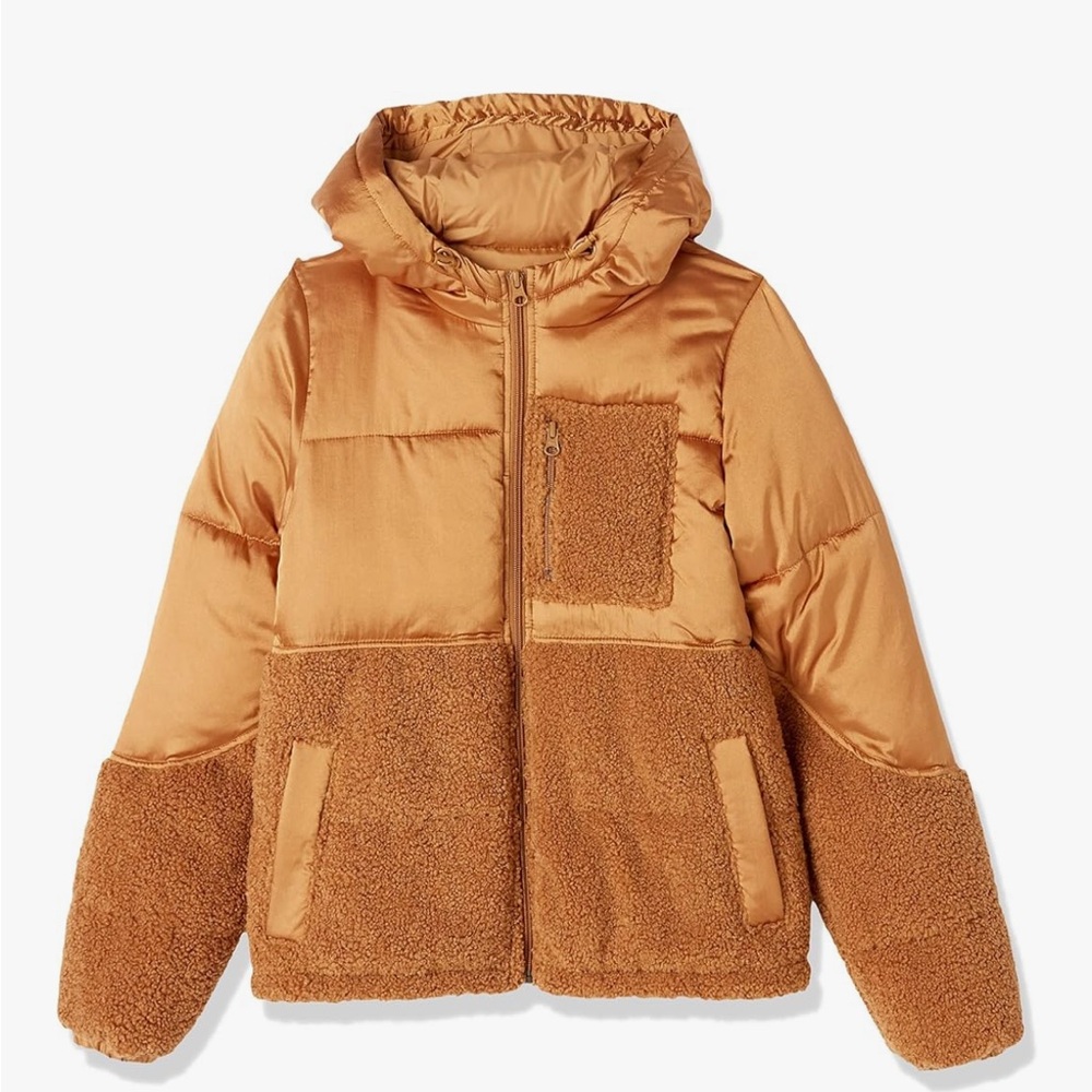 Nwt Full-Zip Sherpa Fleece Hooded
Puffer Jacket Women’s XL color Dark Camel